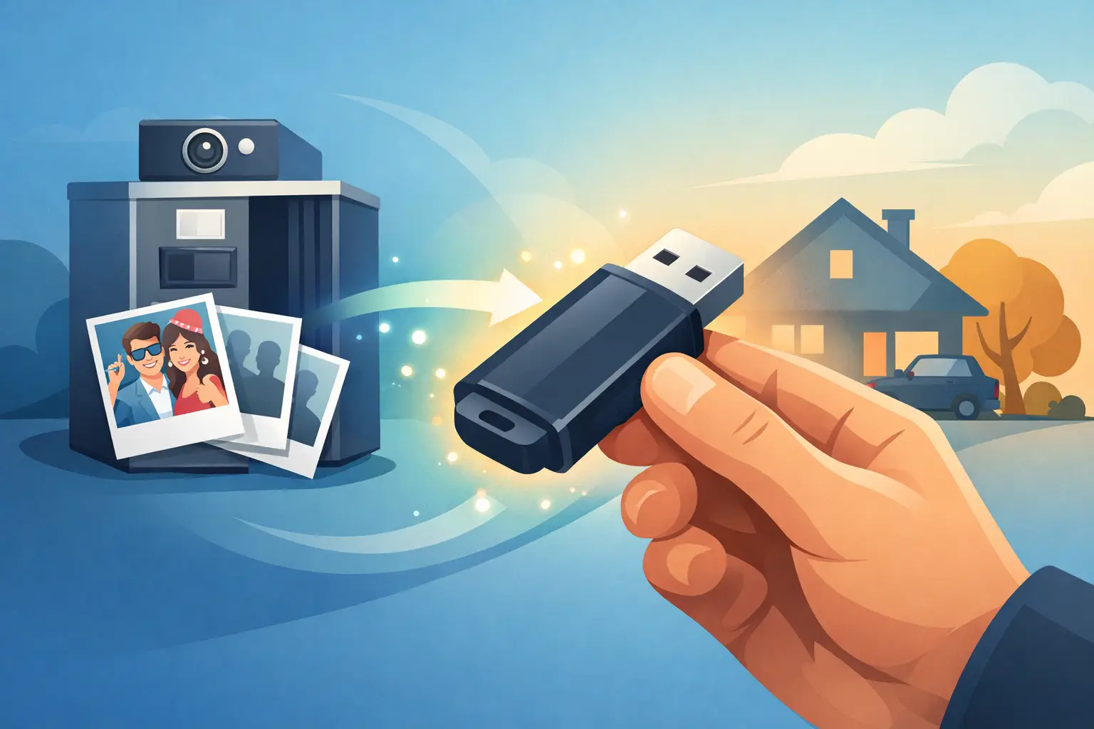 Fotobox Fotos auf USB sicher nach Hause nehmen